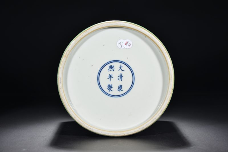 清 墨地绿彩龙纹笔筒 - 图7