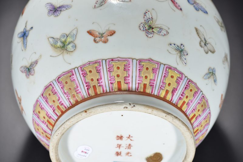 清 粉彩百蝶纹赏瓶 - 图2