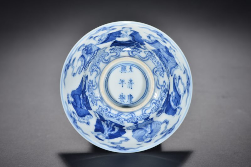 清 青花八仙人物故事图折腰碗 - 图7