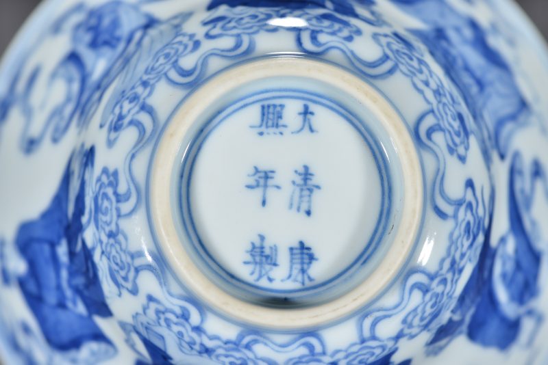清 青花八仙人物故事图折腰碗 - 图8