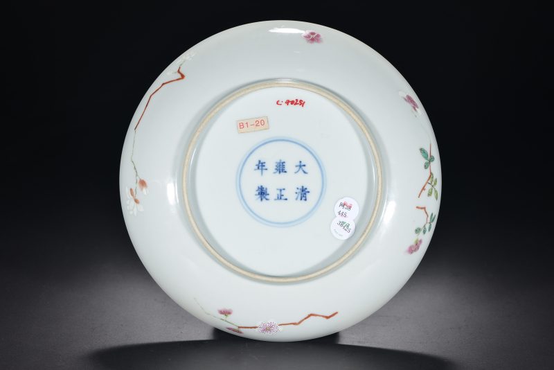 清 粉彩花鸟盘 - 图3
