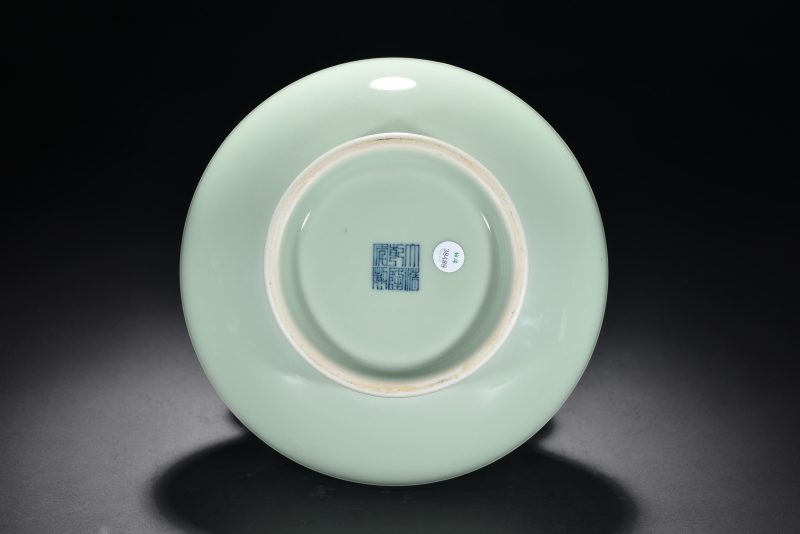 清 青釉双鸠耳鱼篓尊 - 图5