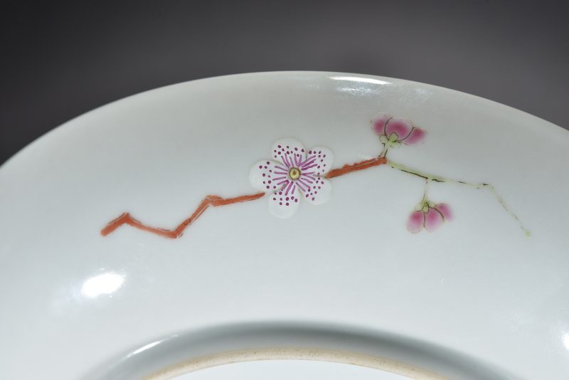 清 粉彩花鸟盘 - 图6