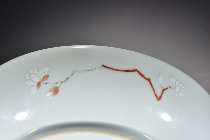 清 粉彩花鸟盘 - 图7