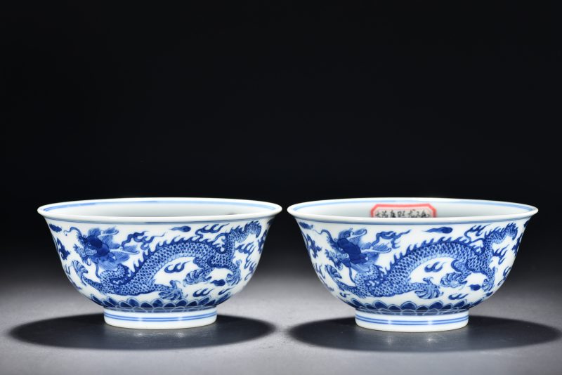 清 青花福寿龙纹碗（2件） - 图10