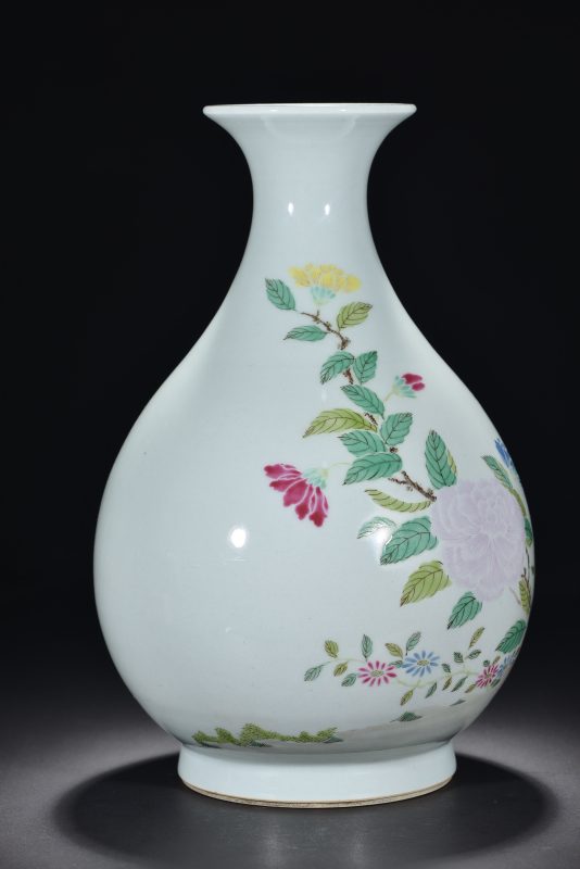 清 粉彩花卉纹玉壶春瓶 - 图3