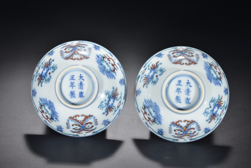 清 斗彩忍冬纹茶圆（2件） - 图2
