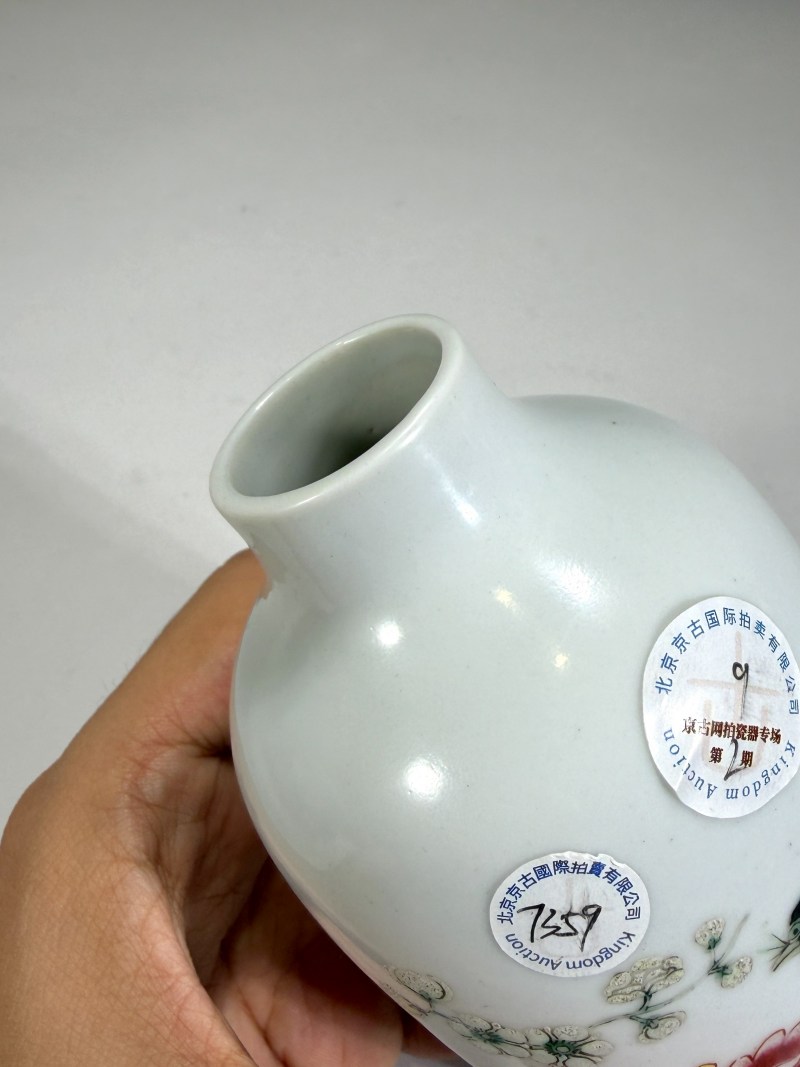 清雍正 粉彩花鸟纹莱菔尊 - 图11