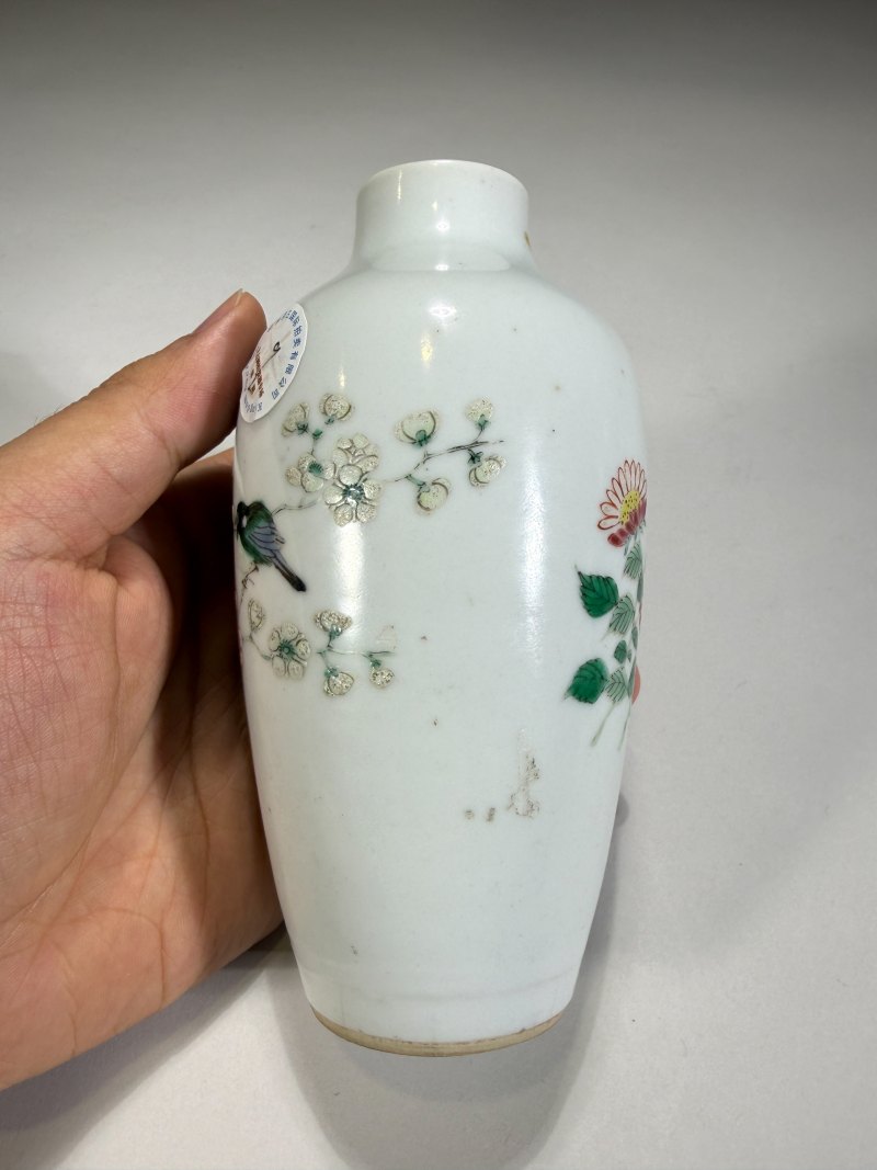 清雍正 粉彩花鸟纹莱菔尊 - 图6