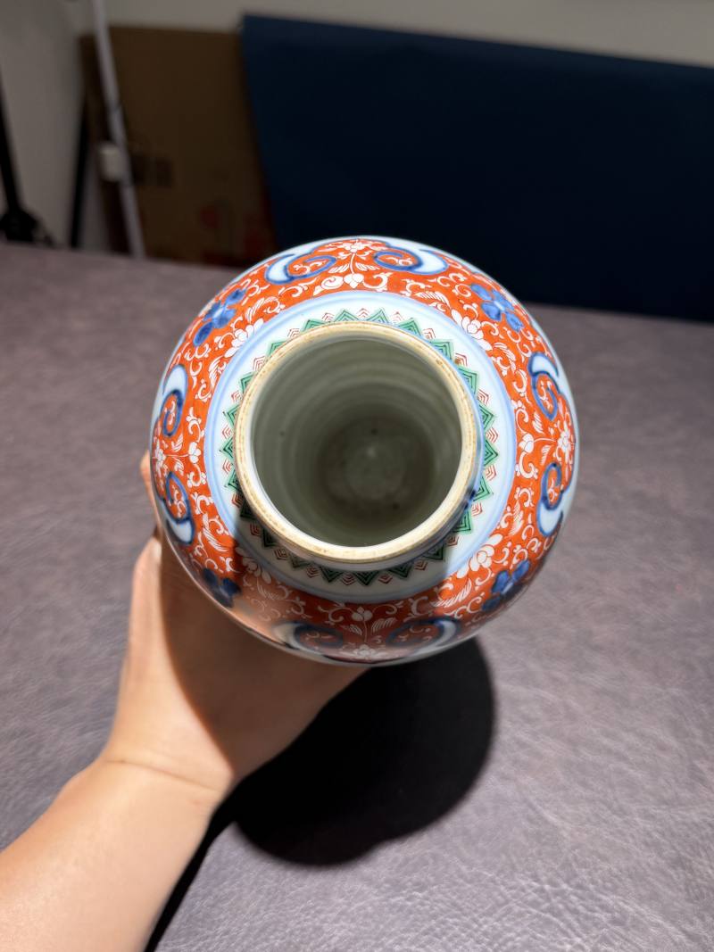 清康熙 青花五彩花鸟梅瓶 - 图13