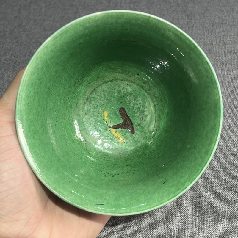 清康熙素三彩花卉碗一对 - 图7