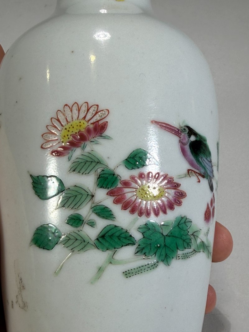 清雍正 粉彩花鸟纹莱菔尊 - 图7