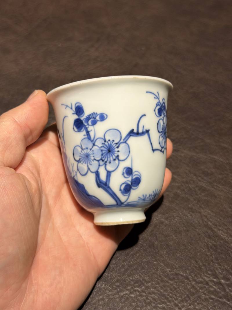 清康熙 青花花鸟纹铃铛杯 - 图4