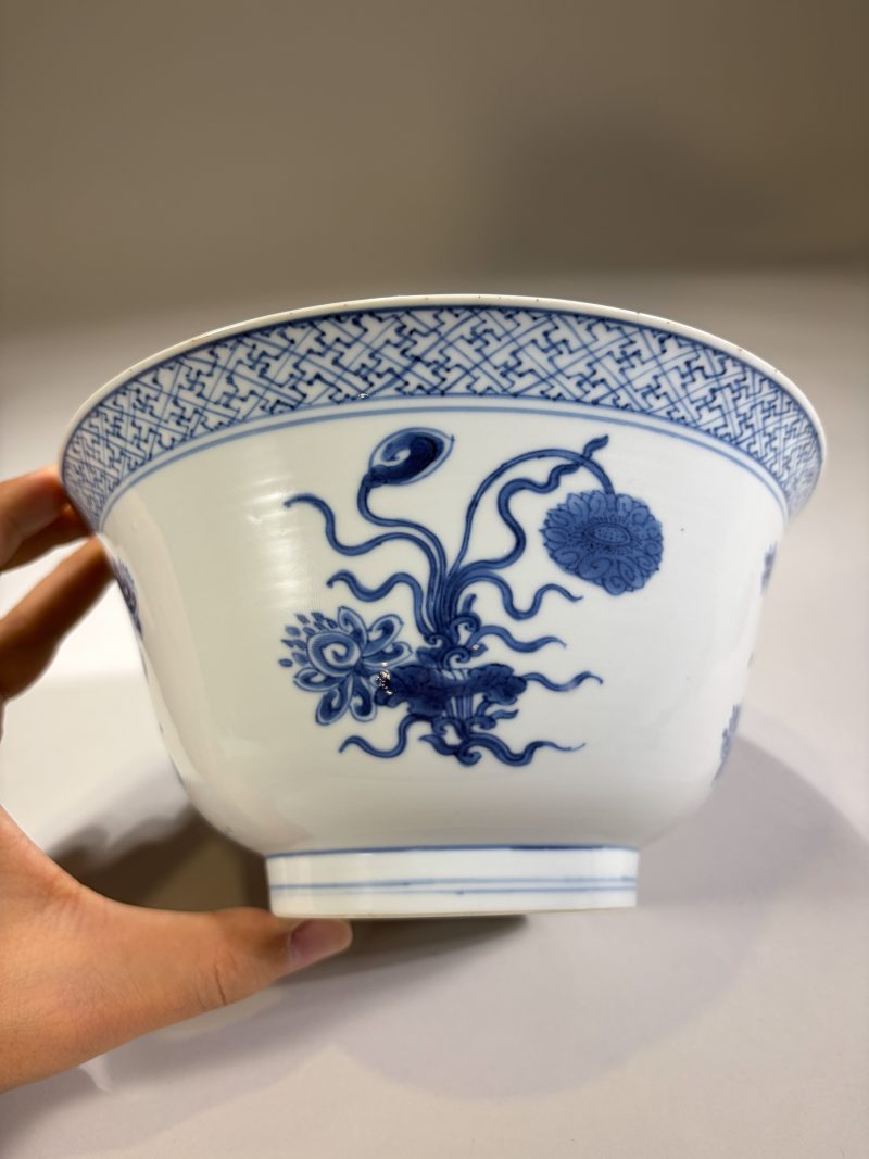 清康熙 青花一束莲纹碗 - 图5