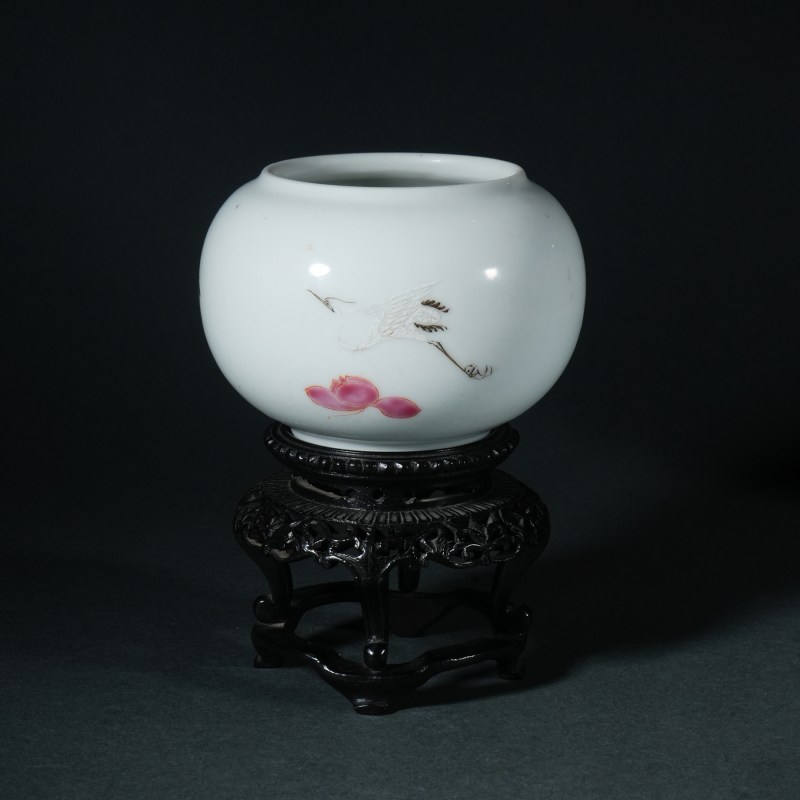 清雍正 粉彩荷花纹水盂 - 图5