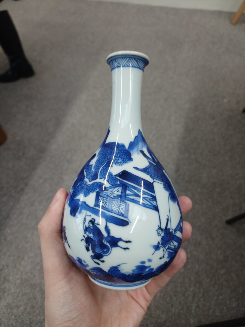 清康熙 青花韓信故事圖玉壺春瓶 | Santos Collection | A fine Chinese blue and white 'Han Xin' pear-shaped vase, Qing dynasty, Kangxi period - 图7