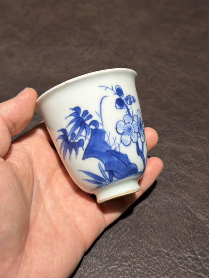 清康熙 青花花鸟纹铃铛杯 - 图5