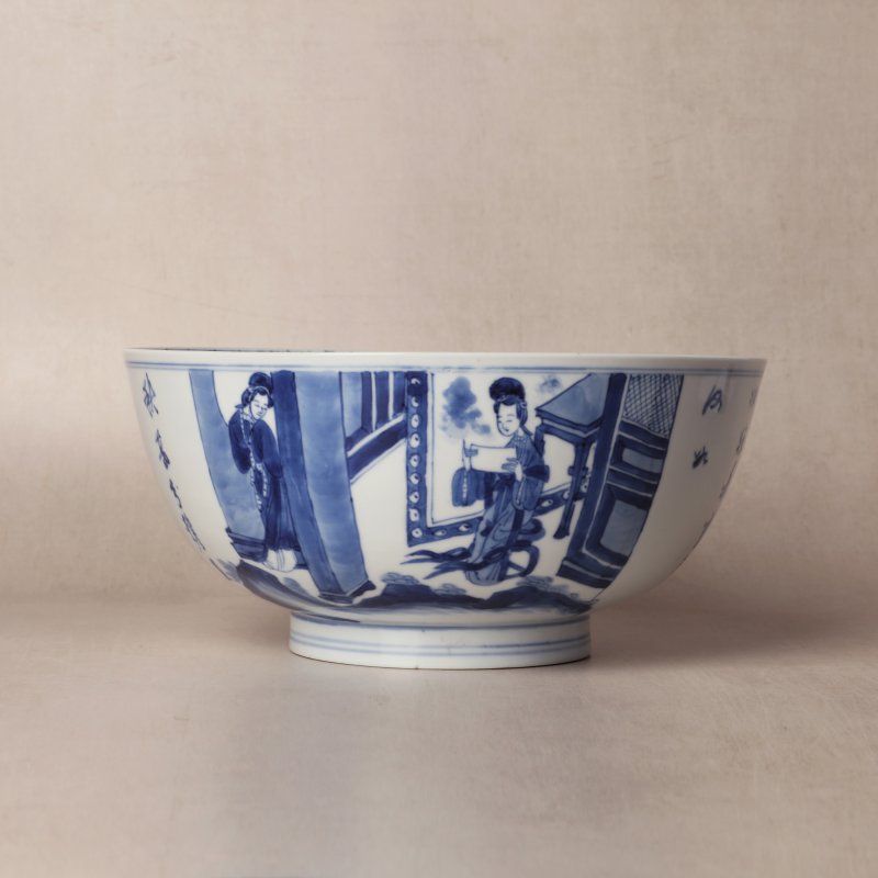 清康熙 青花人物故事圖盌 《大清康熙年製》款 | Santos Collection | A fine Chinese blue and white 'figural' bowl, Qing dynasty, Kangxi mark and of the period - 图3
