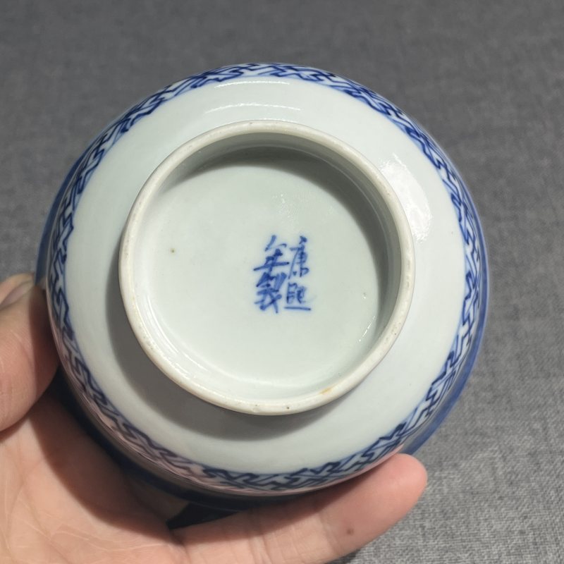 清青花花鸟诗文盖碗 - 图12