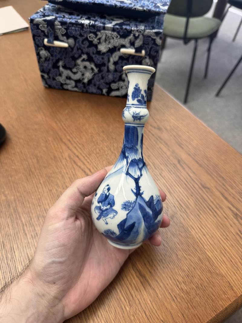 清康熙 青花漁夫圖瓶 | Santos Collection | A fine Chinese blue and white 'fishermen' vase, Qing dynasty, Kangxi period - 图13