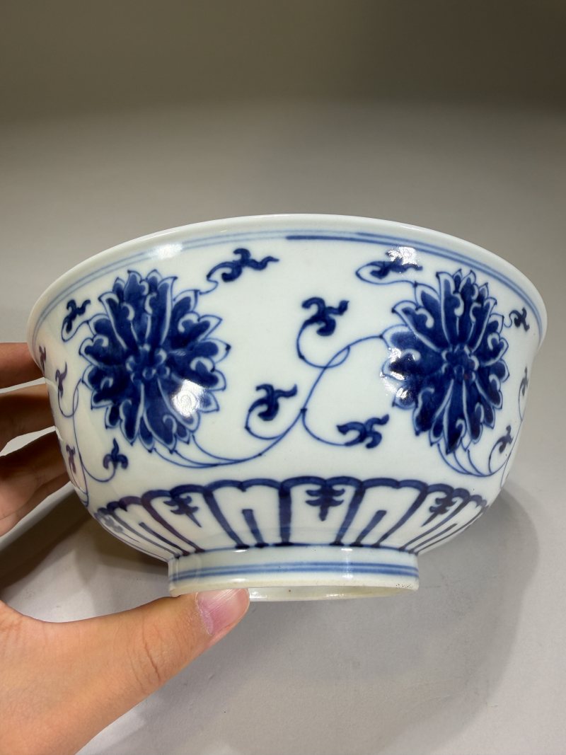 清光绪 青花缠枝莲纹碗 - 图3