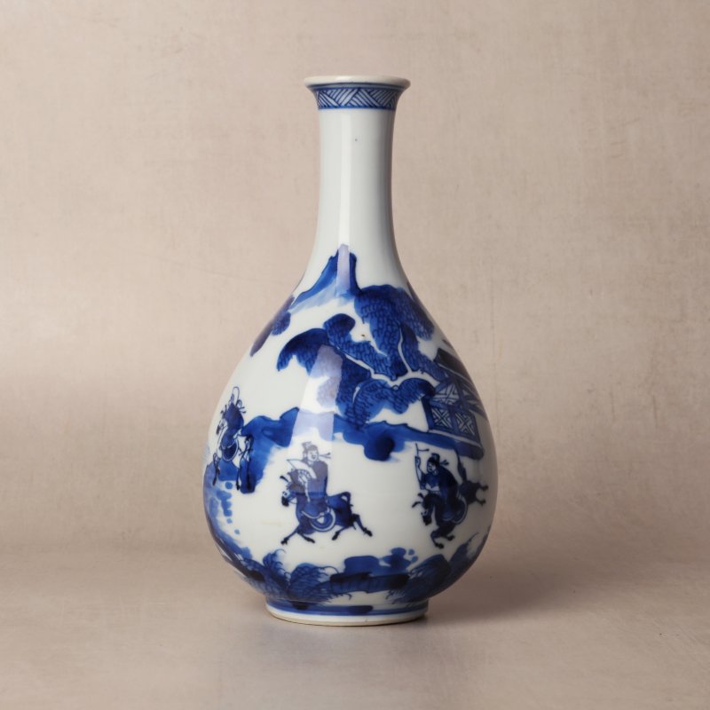 清康熙 青花韓信故事圖玉壺春瓶 | Santos Collection | A fine Chinese blue and white 'Han Xin' pear-shaped vase, Qing dynasty, Kangxi period - 图8