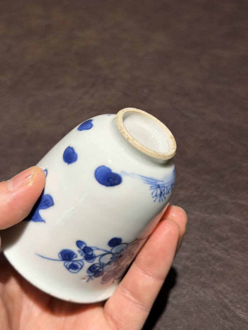 清康熙 青花花鸟纹铃铛杯 - 图8