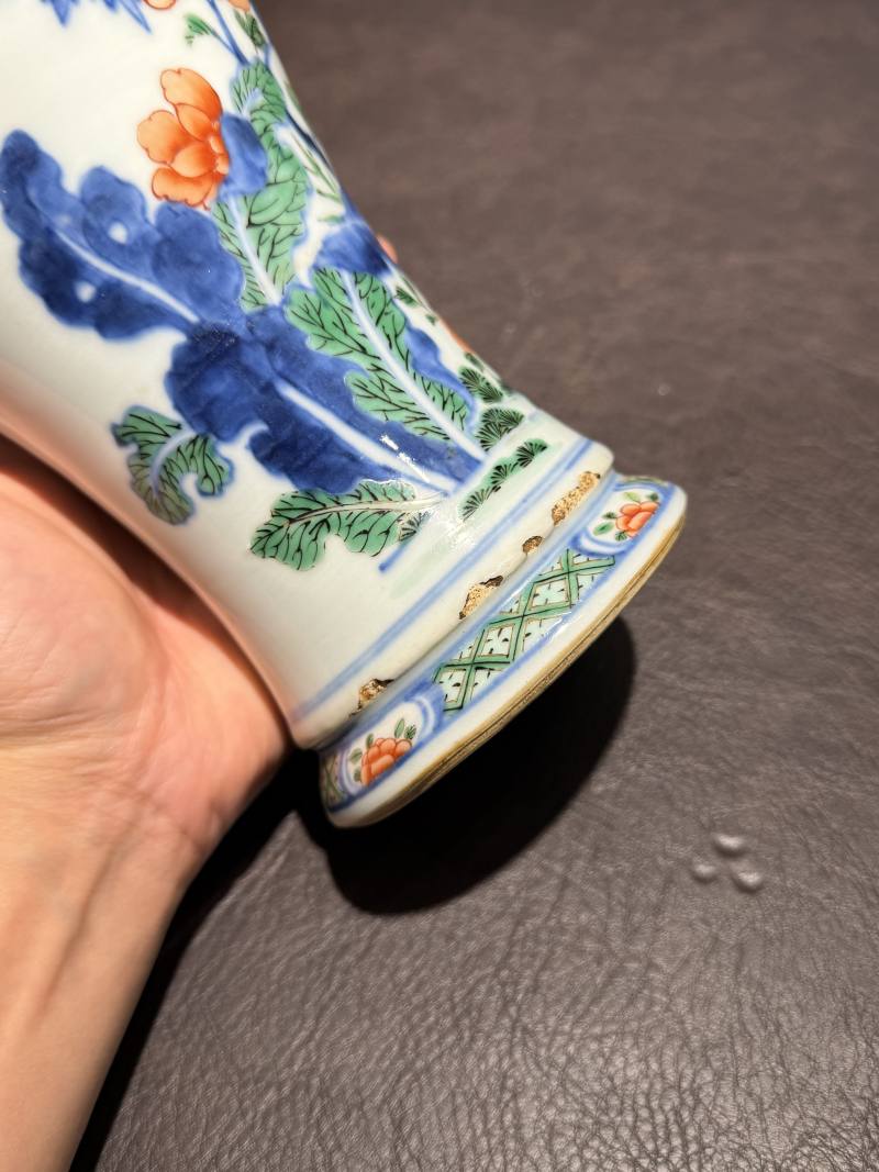 清康熙 青花五彩花鸟梅瓶 - 图19