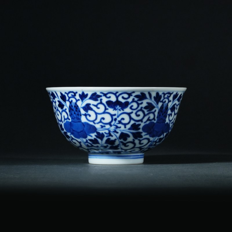 清光绪 青花缠枝花卉纹碗 - 图5