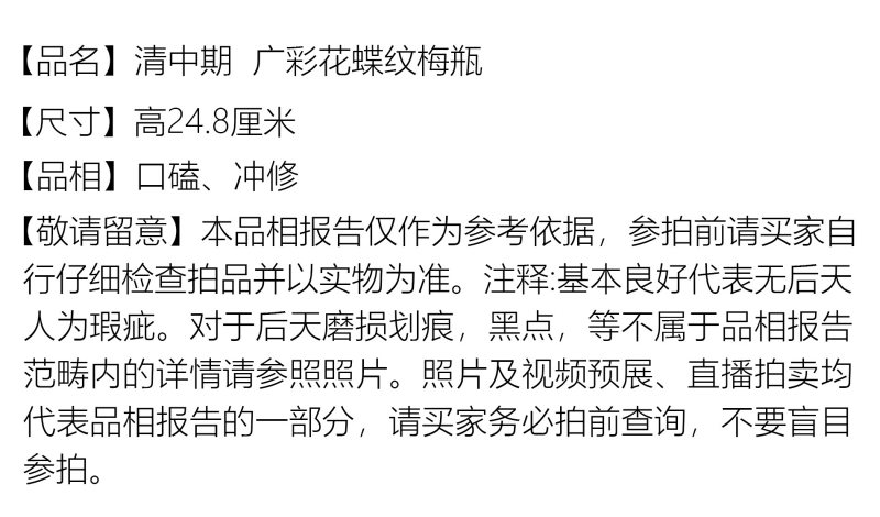 清中期 广彩花蝶纹梅瓶 - 图2