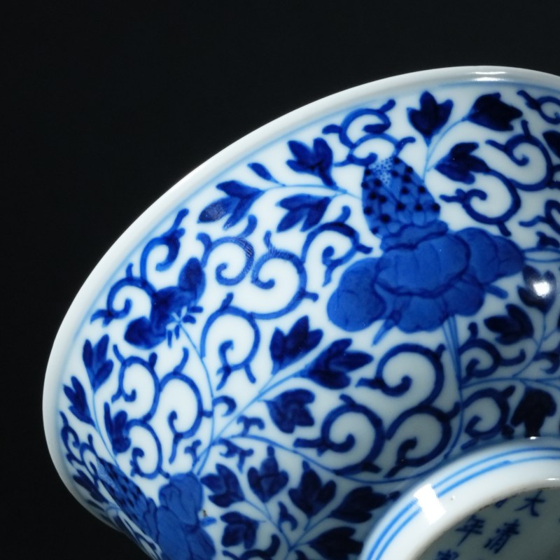 清光绪 青花缠枝花卉纹碗 - 图6