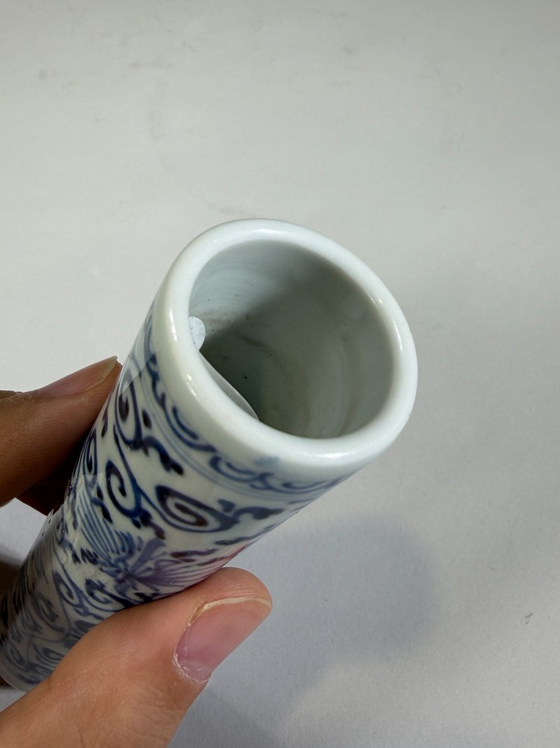 清康熙 青花缠枝花卉纹香筒 - 图9