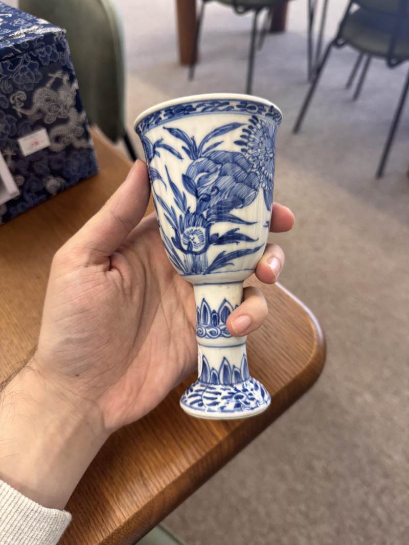 清康熙 青花花卉紋高足盃 | Santos Collection | A Chinese blue and white goblet, Qing dynasty, Kangxi period - 图5