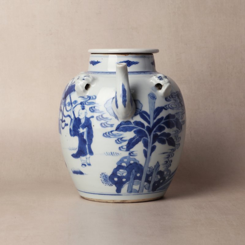 清康熙 青花嬰戲圖酒壺 | Santos Collection | A Chinese blue and white 'boys' wine pot, Qing dynasty, Kangxi period - 图4