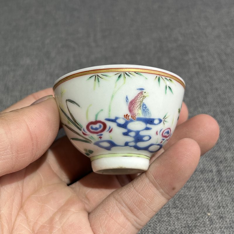 清光绪粉彩花鸟茶圆 - 图4