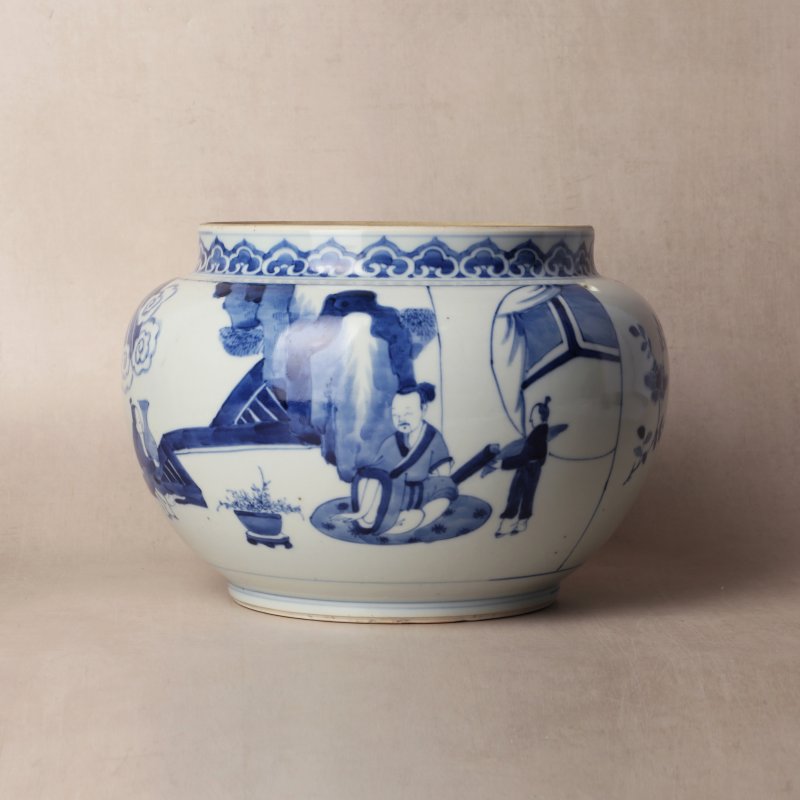 清康熙 青花人物故事圖罐 | Santos Collection | A Chinese blue and white 'figural' jar, Qing dynasty, Kangxi period - 图1