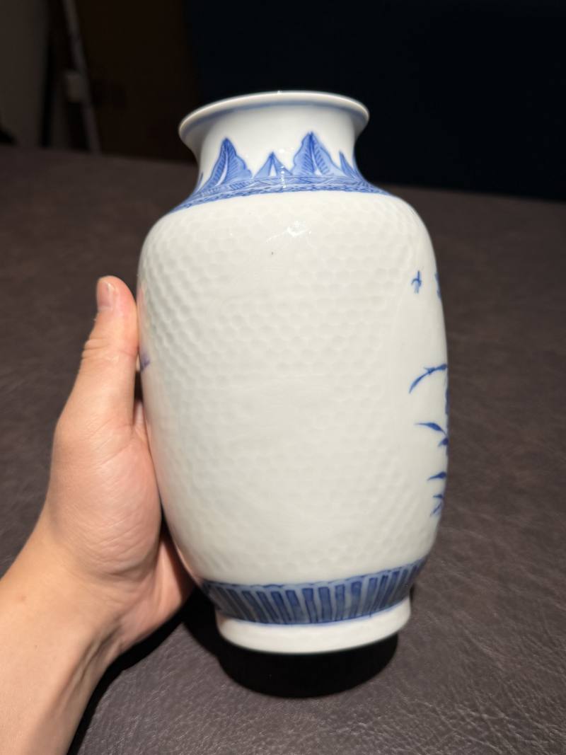 民国 青花薄胎花鸟瓶 - 图3