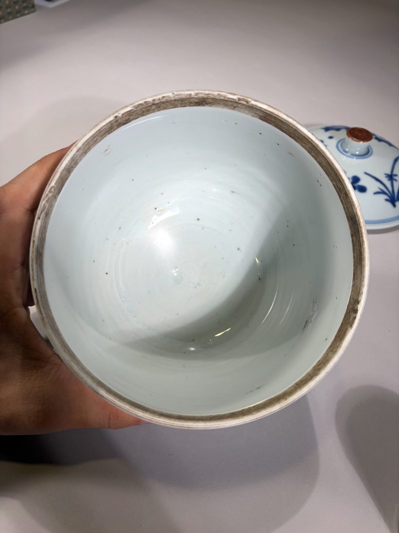 清顺治 青花花卉纹盖盅 - 图7