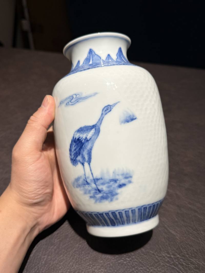 民国 青花薄胎花鸟瓶 - 图4