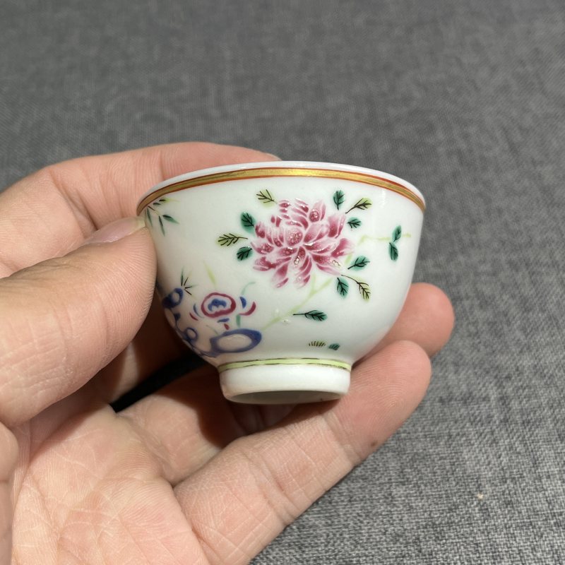 清光绪粉彩花鸟茶圆 - 图7