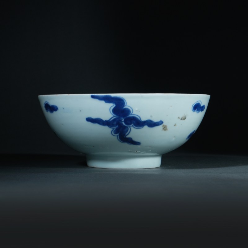 清雍正 青花过墙龙纹碗 - 图4