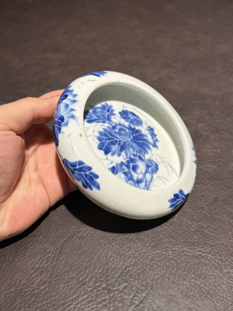 清晚期 青花菊花纹镗锣洗 - 图3
