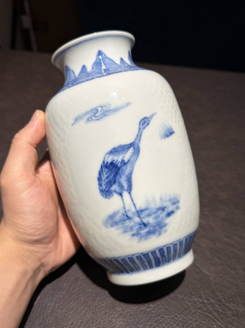 民国 青花薄胎花鸟瓶 - 图5