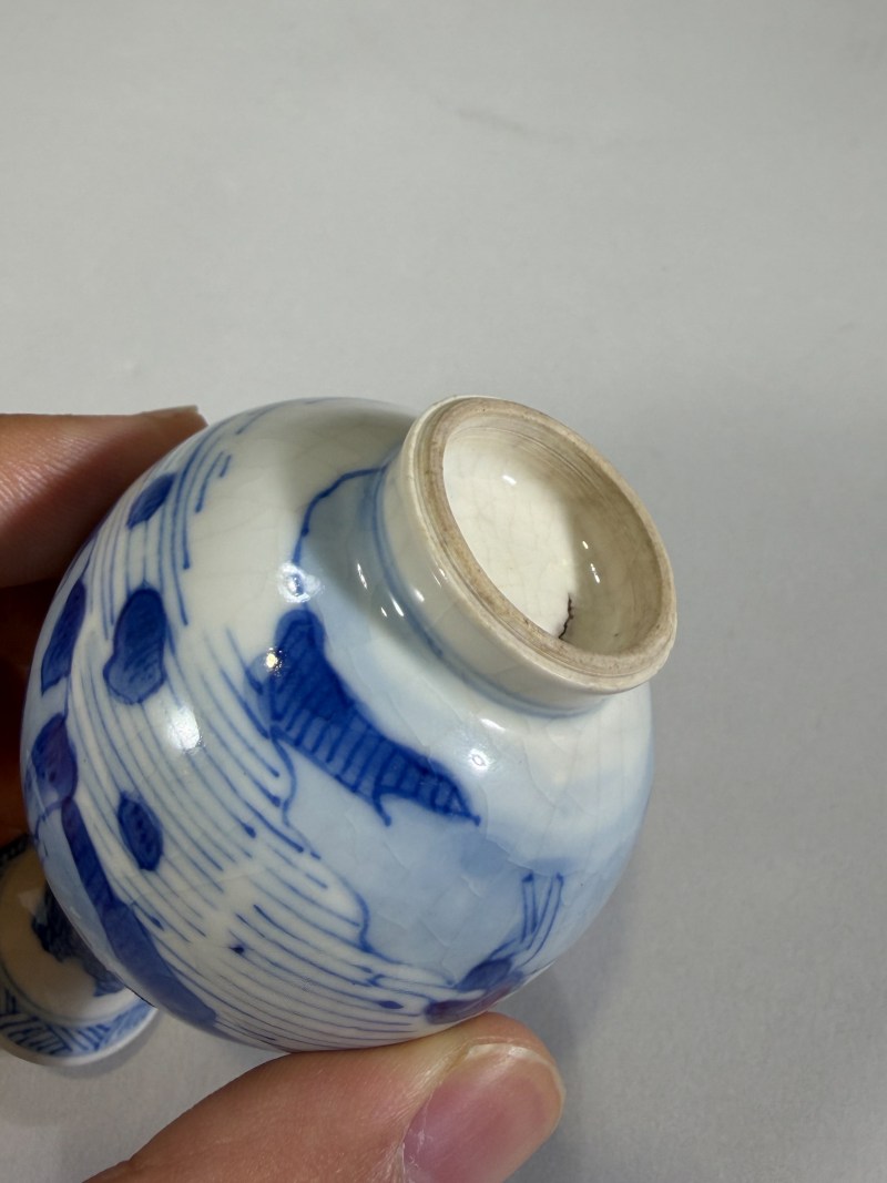清康熙 青花山水人物小玉壶春瓶 - 图11