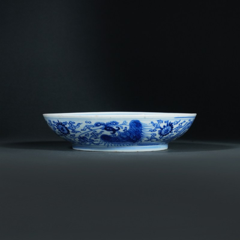 清雍正 青花凤纹盘 - 图4