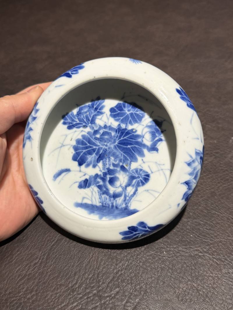 清晚期 青花菊花纹镗锣洗 - 图4