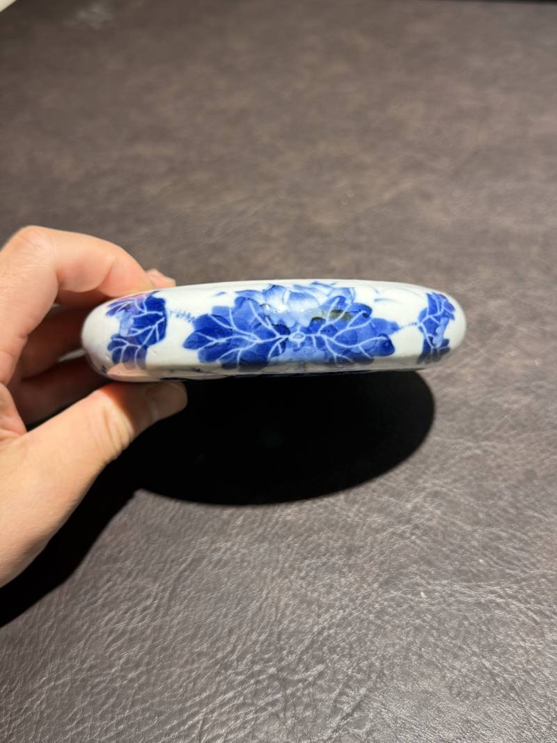 清晚期 青花菊花纹镗锣洗 - 图5