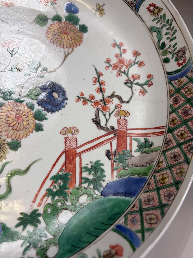 清康熙 五彩蝶恋花纹盘 - 图4