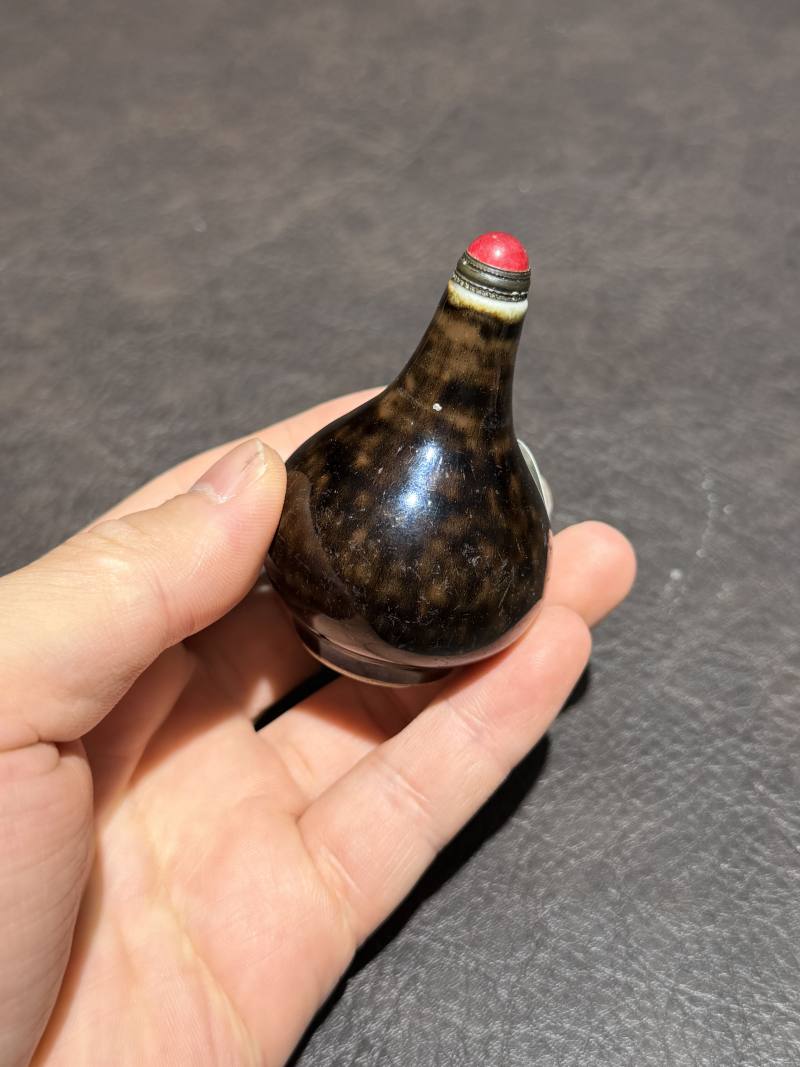 清 玳瑁釉鼻烟壶 - 图4