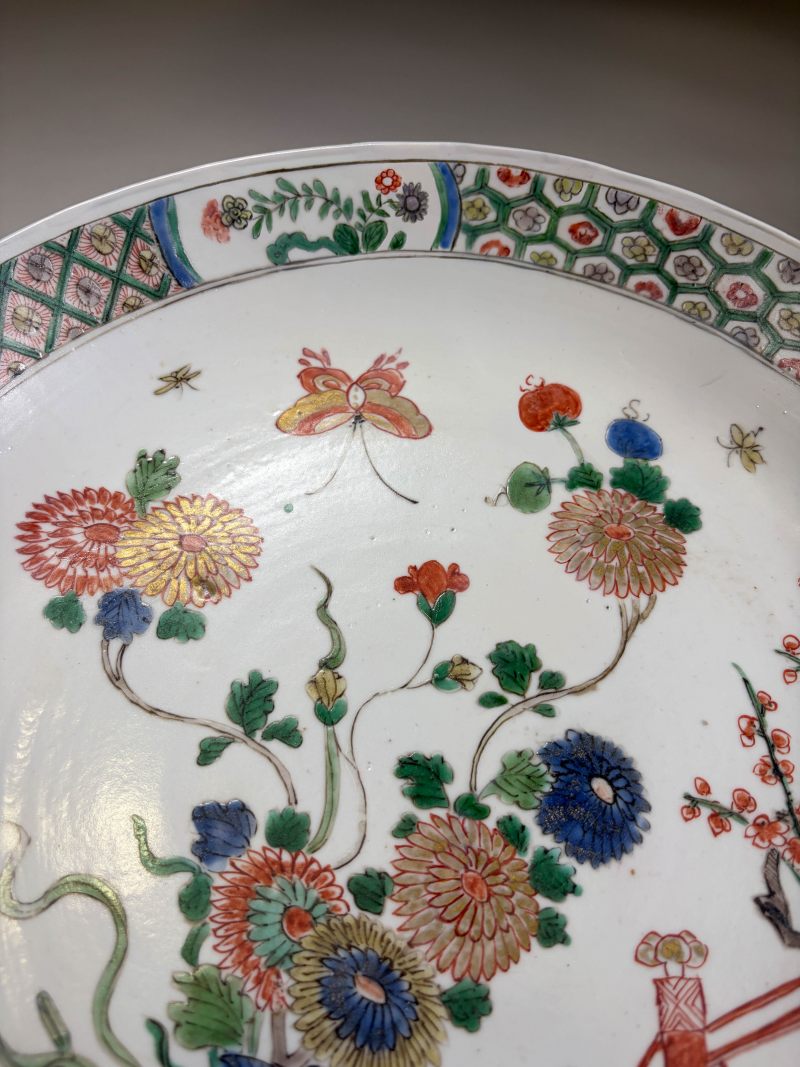清康熙 五彩蝶恋花纹盘 - 图5